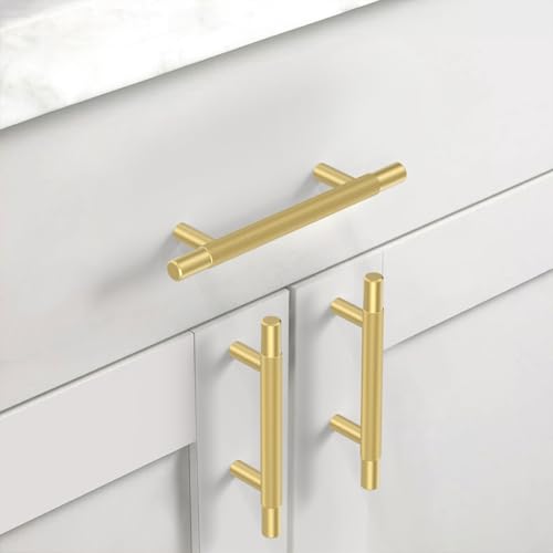 Asidrama 10 Pack 3.75 Inch(96mm) Brushed Gold Knurled Kitchen Cabinet Handles, Cabinet Pulls Kitchen Cabinet Hardware for Cupboard Drawer Pulls - color: Brushed Gold, size: 3.75" Hole Center