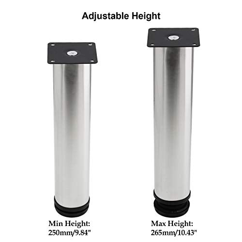 4 Pack Furniture Leg Set, 2" Dia 10" H Adjustable - size: 10 Inch