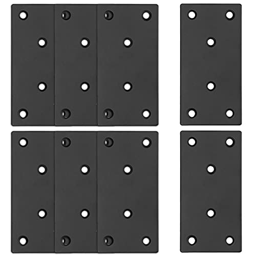 Bonsicoky 8Pcs Flat Straight Brace Brackets, 3.9 x 2 / 100 x 50mm - size: 4" x 2" - 8 PCS, style: Black