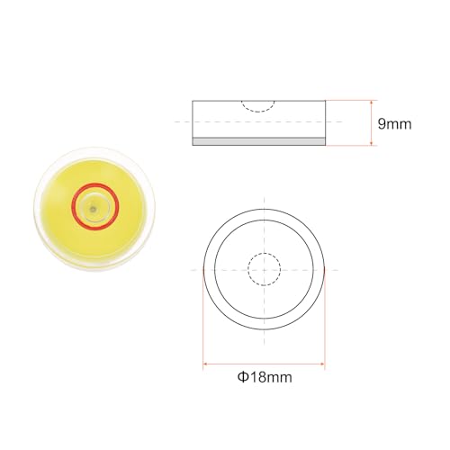 HARFINGTON 3pcs Round Bubble Level 18x9mm Mini Circular Bullseye Spirit Levels for Leveling Camera Tripod Telescope Workshop Turntable Pictures Frame, Yellow - color: Yellow (Red Circle), size: 18x9mm