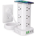 6FT Power Strip Tower with Wireless Charger,Surge Protector with 12 Outlets - color: White, size: 6FT with Wireless Charging