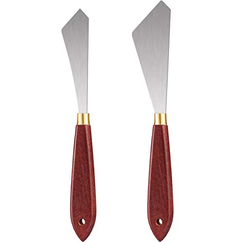 Honoson 2 Pcs Palette Knife Set Spatula Pallet Stainless Steel Wood Handle