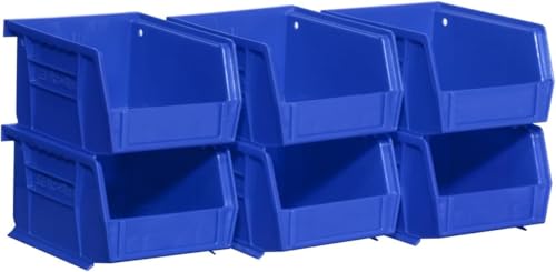 Akro-Mils 30210 AkroBins Plastic Storage Bins, 5"x4"x3", Blue, 6-Pack - color: Blue, size: 6 Pack