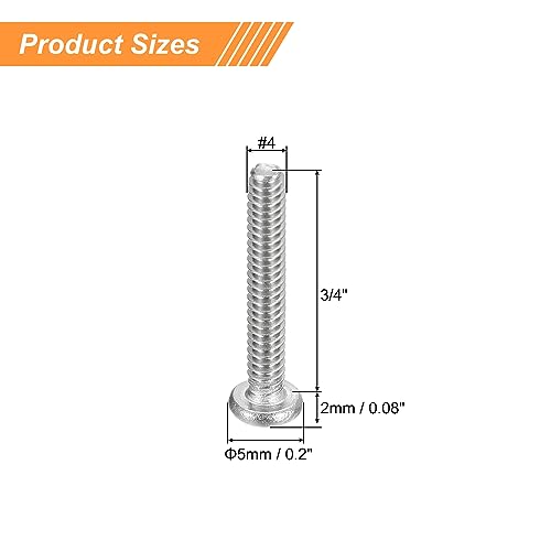 uxcell #4-40x3/4 Pan Head Machine Screws 304 SS Phillips Drive, 25 Pack - size: #4-40x3/4"