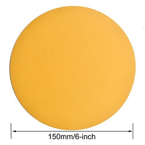 6-Inch No-Hole Hook and Loop Gold Sanding Discs 600-Grit, 100-Pack - size: 600 Grit