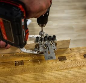 JessEm 08358 Seasoned Pro Stainless Steel Dowelling Jig Complete Kit with 1/4", 3/8" and 1/2" Guides, Three Angle Bases, Wall Bracket, Precision Woodworking Joinery Tool