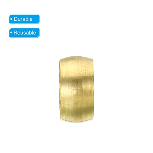 PATIKIL 12mm Tube OD Brass Compression Sleeves Ferrules, 50 Pack Brass Ferrule Fitting Brass Compression Fitting Assortment Kit for Air Water Gas Pipe - size: 12mm