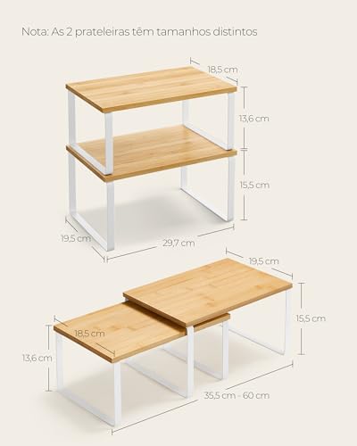 SONGMICS Cabinet Organizer Shelf, Set of 2 Spice Rack, Kitchen Storage - color: Cloud White + Natural Beige, size: 11.7"w