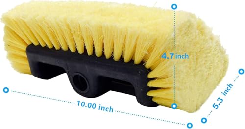 CARCAREZ 10" Car Wash Brush Head with Soft Bristle for Auto RV Truck Boat Camper Exterior Washing Cleaning, Yellow (1, 10" PRO MAX) - size: 10" PRO MAX