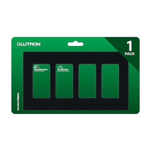 Lutron Claro Light Switch Cover Plate, 4 Gang Wallplate, Rocker Light Switch Cover, Screwless Plate For Outlets, Gloss, CW-4-BL, Black - color: Black, size: 1 Pack