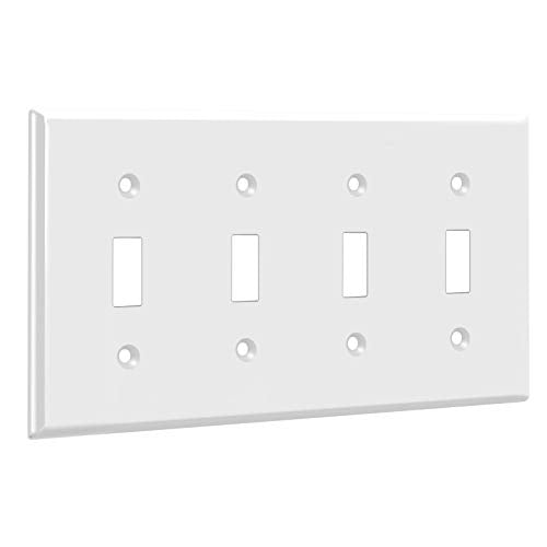 ENERLITES Quad Light Switch Wall Plate, Standard Size 4-Gang 4.50" x 8.19", Unbreakable Polycarbonate Thermoplastic, 8814-W, White - color: White, size: Standard Size