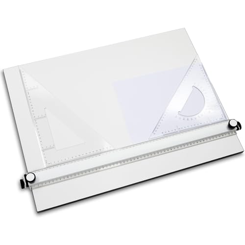 Zonon A2 Portable Drawing Board, Multi-Function Metric Drafting Table Drafting Board with Clear Rule Parallel Motion and Angle Adjustable Measuring System - size: A2