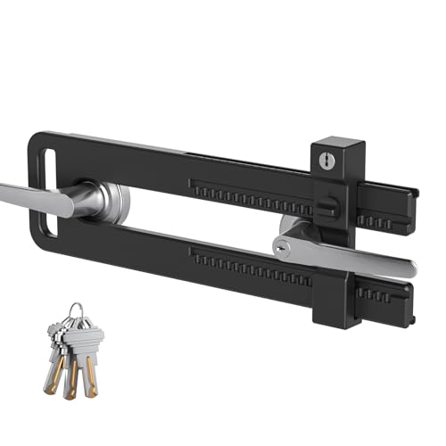AST Double Door Security Lock, Adjustment Range 4.9”~12.2" (124~310mm) - style: Matte Black with Extended Locking Adjustment Range