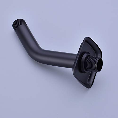 TRUSTMI 6-Inch Angled Shower Arm with Flange, Solid Stainless Steel, Wall Mounted Replacement Extension Tube for Fixed Shower Head, Matte Black - color: Matte Black