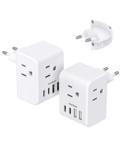 2 Pack European Travel Plug Adapter, Type C Plug Adapter Travel Essentials