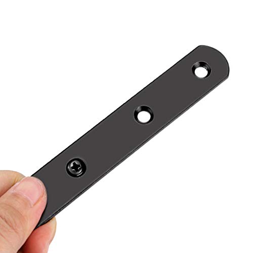 Sumnacon 8 Pcs Stainless Steel Flat Plates - 5 Inch Heavy Duty Mending Plate Straight Corner Brace Brackets Connector Furniture Repair Fixing Joint with Screws, Black - size: 5 Inch Black