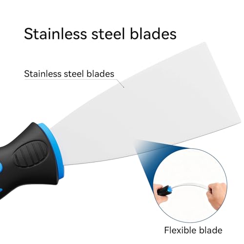 6 Pack Putty Knife Set – Stainless Steel Spackle & Paint Scrapers (1", 1.5", 2", 3", 4", 5") | Flexible Metal Scraper Tools for Drywall Repair, Wallpaper Removal, Plaster & Adhesive