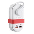 ORICO 65W GaN Travel Power Strip, 7 in 1 Charging Station(3AC, 4 USB Ports) - color: White