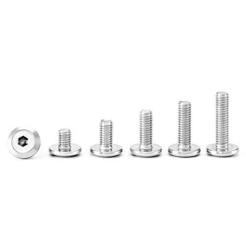 M3 x 4mm 6mm 8mm 10mm 12mm Flat Round Head Hex Socket Cap Screws Bolts, Furniture Screws, 304 Stainless Steel, Metric Fully Threaded, Allen Hex Drive, Bright Finish, Assortment Kit 250PCS - size: M3 x 4/6/8/10/12mm (250PCS)