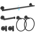 TQKAG Matte Black Bathroom Hardware Set, 6-Piece Towel Bar Set 23.6 Inch - color: Matte Black, size: 6-Pieces Set
