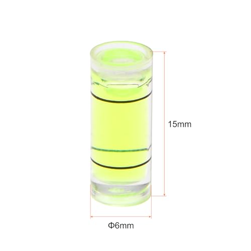 HARFINGTON 6pcs Small Cylindrical Bubble Level Vials 6x15mm PMMA Mini Horizontal Bubble Spirit Level Measuring Layout Tools for RV TV Picture Frame Hanging Tool Leveler - size: 6x15mm