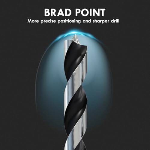 16Pcs(7/64" - 5/8") 12 Inch Extra Long Brad Point Wood Drill Bit - size: Extra Long (7/64"-5/8") - 16pcs