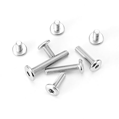 M4 x 8mm 12mm 16mm 20mm 25mm Flat Round Head Hex Socket Cap Screws Bolts, Furniture Screws, 304 Stainless Steel, Allen Hex Drive, Bright Finish, Metric Fully Threaded, Assortment Kit 100PCS - size: M4 x 8/12/16/20/25mm (100PCS)