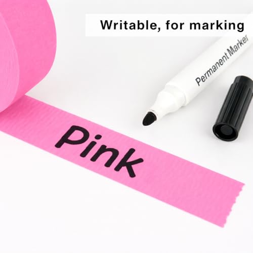 2 Pack Pink Painters Tape - Masking Tape 1 Inch Wide - Multi-Surface, Smart Adhesion, Indoor & Outdoor - 180FT Total - Paint Tape for DIY, Labeling, Art, Car, General Purpose (#3910) - color: Pink