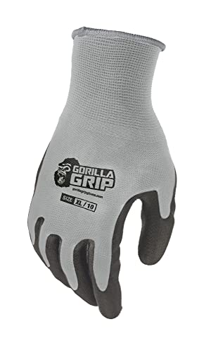Gorilla Grip Work Gloves, Never Slip Maximum Grip All-Purpose, Gloves for Men, Superior Grip, Polymer Palm - size: Medium, style: 15 Pairs