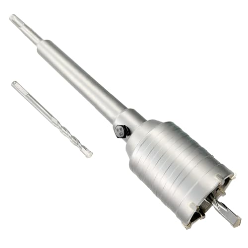 2-1/8" Concrete Hole Saw, 55mm Tungsten Steel Core Bit for Cinder Block, Brick, Rock, Plank Walls for Pipes or mini Split Lines, with SDS Plus Shank and 2 Center Positioning Drill Bits. - size: 2-1/8"