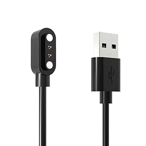 2Pcs 2-Pin Universal Black USB Data Charging Cable with Magnetic Charger Charging Mode for Smart Watch 2.84mm