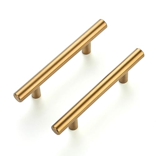 Ravinte Cabinet Handles,5" Length,3" Hole Center,Brushed Brass,30 Pack - color: Brushed Brass