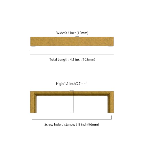 10 Pack 3.75 Inch Brushed Antique Brass Cabinet Pulls, Kitchen Hardware - color: Brushed Antique Brass, size: 3.75"/96MM Hole Center, style: 10 Pack