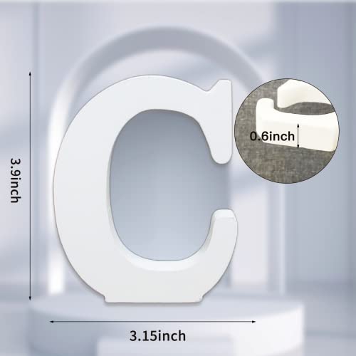 AOCEAN 4 Inch White Wood Letters Unfinished Wood Letter for Wall Decor Decorative Standing Letters Slices Sign Board Decoration for Craft Home Party Projects (C) - style: C