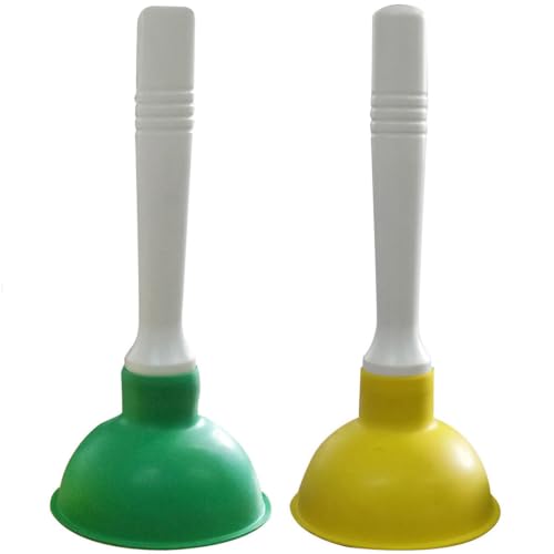 Drain Plunger, Mini Sink Unclogger, Small 4-Inch Clog Remover - color: Green + Yellow