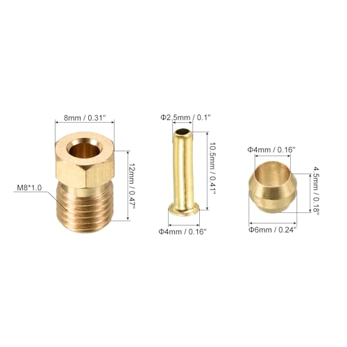 PATIKIL 2.5mm ID 4mm OD Tube Brass Compression Assortment Kit 3 Set - size: 2.5mmx4mm