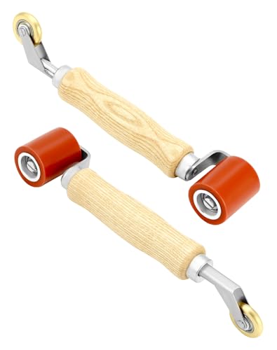 QWORK Seam Roller, 2 Pcs 40mm Silicone Seam Roller with 6mm Brass Detail Penny Roller, Smoothing Seam Roller Tool for PVC/TPO/EPDM Single Ply Roofing Tape - color: 2 Pcs