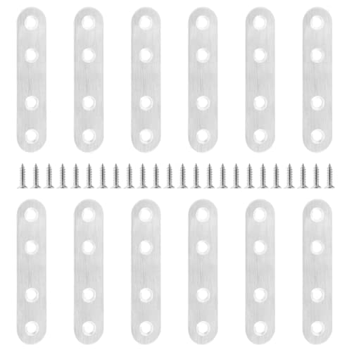 Jiozermi 12 Pcs Straight Brace, 3" x 0.7", Stainless Steel Silver - size: Silver, 3” x 0.7”, 12 Pcs