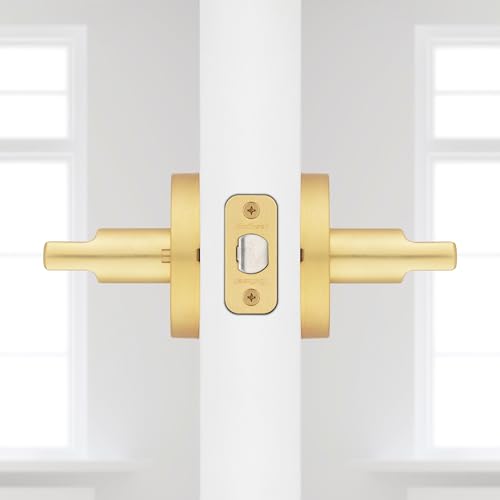 Kwikset 730HFLRDT-4 Halifax Lever with Round Rose Privacy Door Lock with 6AL Latch and RCS Strike Satin Brass Finish - color: Satin Brass, size: 1 Pack