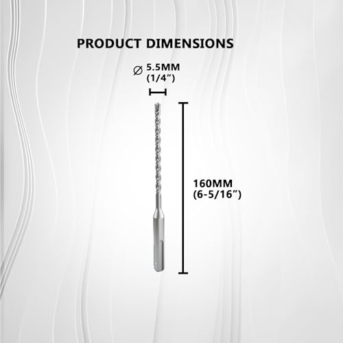 CATITO 7/32" x 6.3" SDS Plus Rotary Hammer Drill Bit, Professional Masonry Drill bit for Bricks, Cement Walls, and Concrete - size: 7/32 inch（5.5mm）, style: Length: 6.3"（160mm）