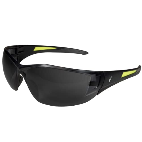 Edge SD116-G2 Delano G2 Wrap-Around Safety Glasses, Anti-Scratch, Non-Slip, UV 400, Military Grade, ANSI/ISEA & MCEPS Compliant, 5.04" Wide, Black Frame / Smoke Lens - color: Black