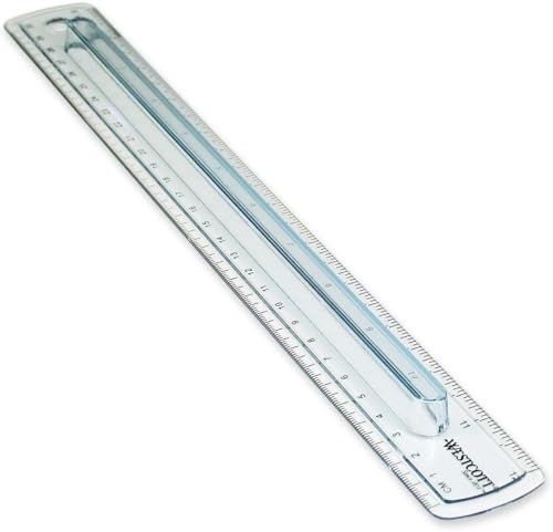 Westcott Finger Grip Ruler, Back-to-School, Smoke Gray, School Supplies, Classroom Supplies, 12-Inch - size: Single