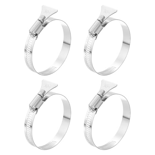 HARFINGTON 4pcs Hose Clamps 1.8"-2.8" (46-70mm) Adjustable 304 Stainless Steel Worm Gear Hose Clamps Assortment Kit for Plumbing Dryer Vent Automotive Dust Collector - size: 46-70mm