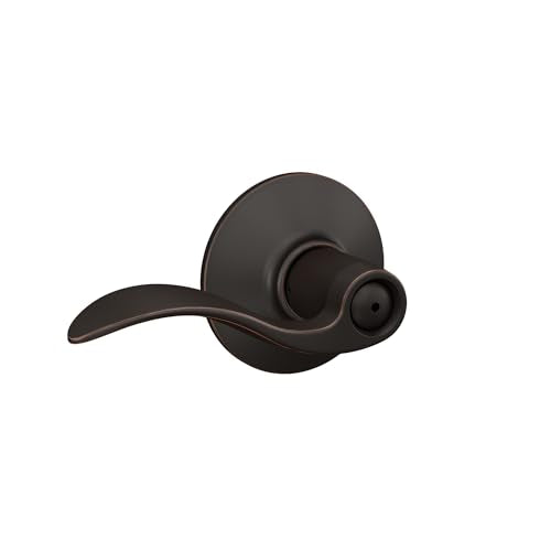 Schlage F40 ACC 716 Accent Door Lever, Bed & Bath Privacy Lock, Aged Bronze - color: Aged Bronze, size: Standard