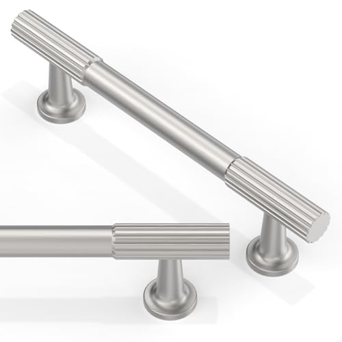 10 Pack Brushed Satin Nickel Cabinet Pulls 4 Inch(102mm) Kitchen Cabinet Handles Solid Zinc Alloy Cabinet Hardware Drawer Pulls - color: Brushed Satin Nickel, size: 4" Hole Center