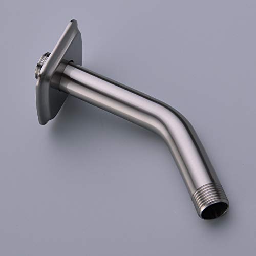 TRUSTMI Angled Shower Arm with Flange 6 Inch Stainless Steel Stream Shower Head Replacement Pipe Wall Mounted Extension Arm, Brushed Nickel - color: Brushed Nickel
