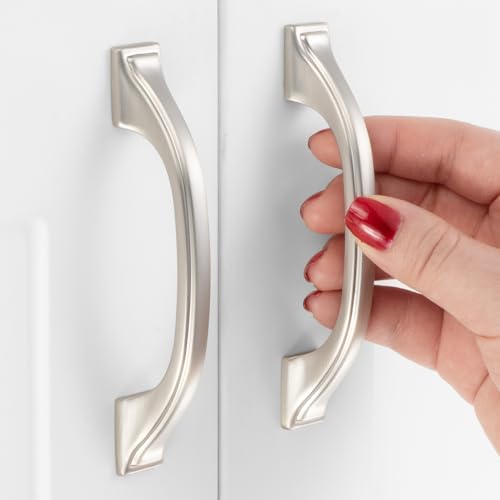 3 in Brushed Nickel Cabinet Pulls Arch Drawer Handles 10 Pack P2409 - color: Brushed Nickel, size: 3" Hole Centers-10 Pcs