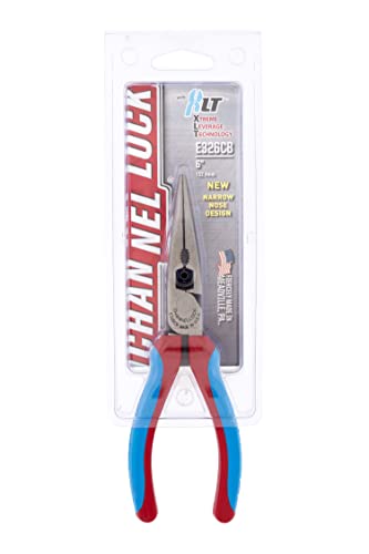CHANNELLOCK 326CB 6-inch CODE BLUE XLT Combination Long Nose Pliers with Cutter, Made in USA, Forged High Carbon Steel - size: 6 Inch Combination Long Nose