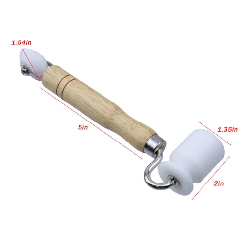Dual End Seam Roller, Wood Handle, 1Pc - color: Beige