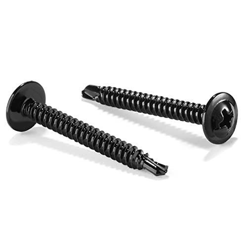 #8 x 1-1/2" Sheet Metal Screws 500PCS 410 Stainless Steel Truss Head Fast Self Tapping Screws Black Oxide by SG TZH - color: Black, size: #8 x 1-1/2"